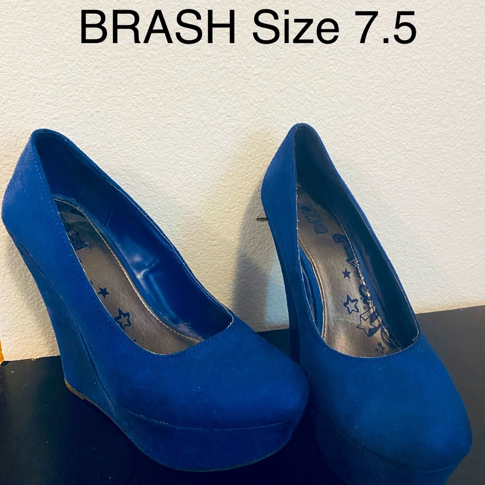 Blue Suede Wedges